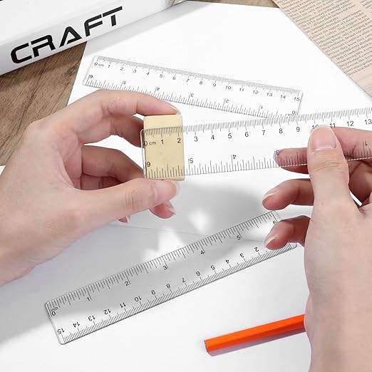 3 Pack 6 Inch Ruler Clear 6 in Small Ruler Plastic Straight Rulers with Centimeters and Inches, Shatterproof Measuring Tools for School, Office and Home