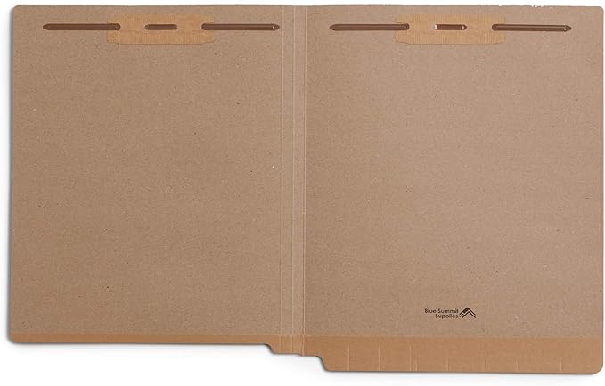 Blue Summit Supplies 50 Brown Fastener File Folders, Reinforced Metal Pronged Tab Files, Letter Size, Kraft