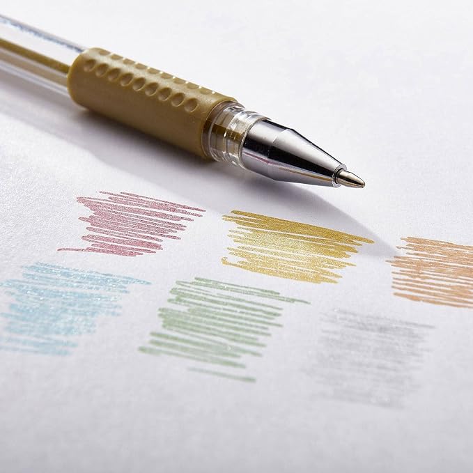 KINGART 400-20 Metallic Rollerball Gel Pens, Set of 20 Shiny Colors with Soft-Grip Comfort, XL Ink Cartridge - Ink, Great for All Ages, Writing, Coloring, Doodling, Scrapbooking, Journaling & More