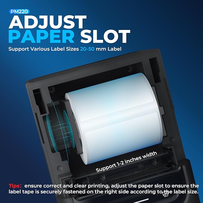 Nelko Label Maker Machine with Tape, PM220 Bluetooth Label Printer, Portable Thermal Printer for Small Business, Address, Logo, Clothing, Mailing, Sticker Printer for Phones & PC, 1 Count, Black