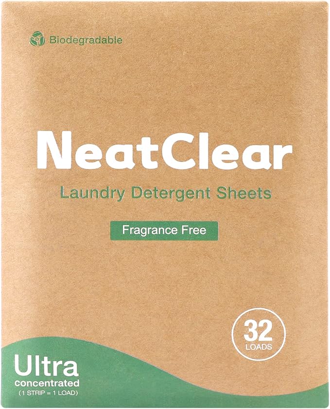 Laundry Detergent Sheets - Travel Size - Fragrance Free 32 Strips (32 Loads) - Concentrated Liquidless Laundry Soap - No Mess - Space-Saving - for Travel, Apartments, Dorms, Sink