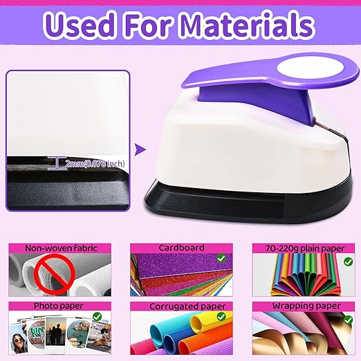 Circle Hole Punch Set for Scrapbooking, Craft Circle Hole Punch 2 Inch 1.5 Inch 1 Inch 5/8 Inch 3/8 Inch, Circle Paper Punchers for Card Making, Crafting DIY Albums Photos Office Supplies