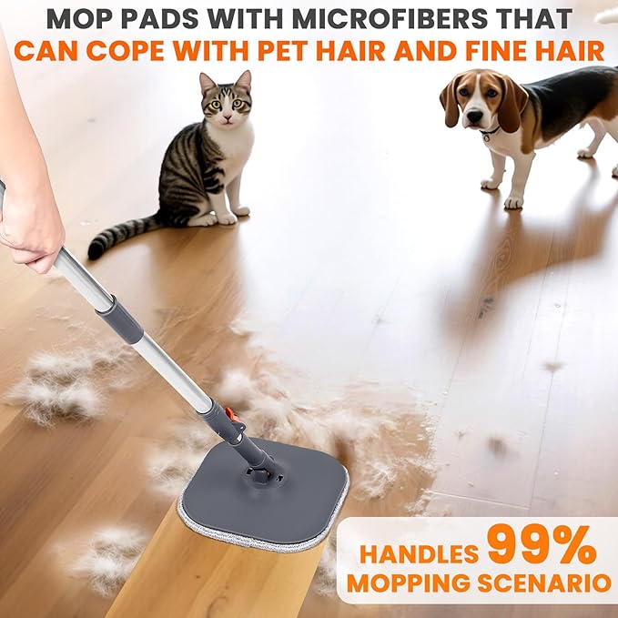 Chabatree Mop and Bucket Set，Spin Mop and Bucket Set with Separate Dirty and Clean Water，12 Replaceable Mop Pads，Deep-Cleaning Mops for Floors, Versatile Mops for Walls