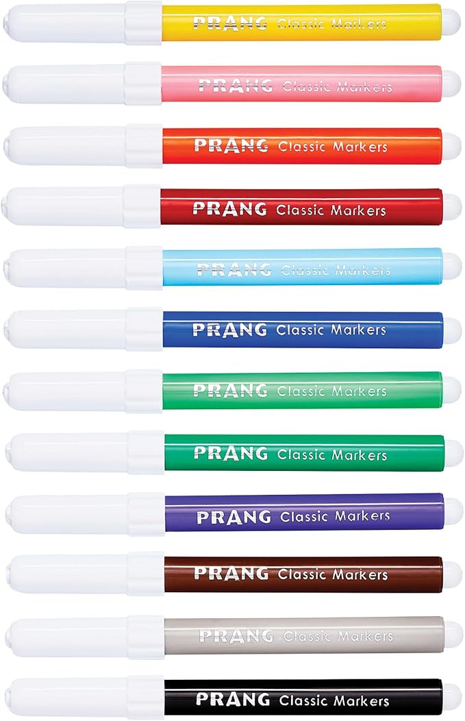 Prang Classic Art Markers, Bullet Tip, Assorted Colors, 12 Count