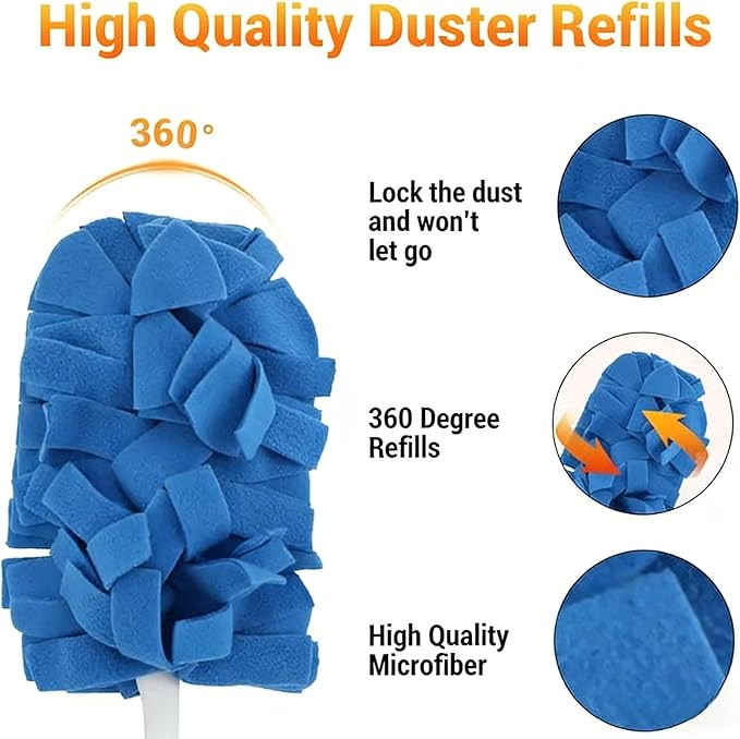 360° Electrostatic Duster Refills — The Sustainable Choice for a Dust-Free Home, Duster Refills Reusable with Duster Handles, Washable Duster Refills for Cleaning, Office, Ceiling Fan (10)