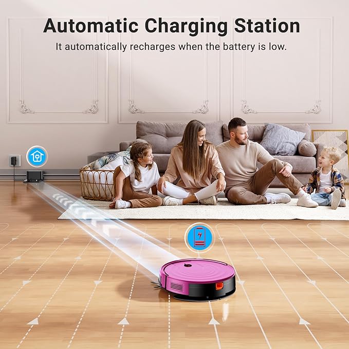 MBYULO Robot Vacuum and Mop Combo 5000Pa 650mL 2 in 1 Mopping Robot Vacuum Cleaner Schedule WiFi/Alexa/App Smart Self-Charging Robotic Vacuum Ultra-Slim