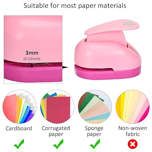 Craft Punches 8 Pack with 4 Sticker Paper, 0.6inch Hole Punch Shapes Medium Paper Punch Shapes, Craft Hole Punch for DIY Scrapbooking Nail Art Craft Punchers Supplies