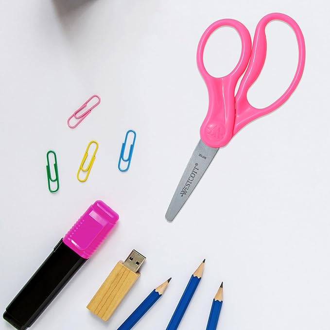 Westcott Kids Scissors, Pointed, Back to School, Classroom Supplies, 5-Inch, Color Varies, Pack of 1 (13131)