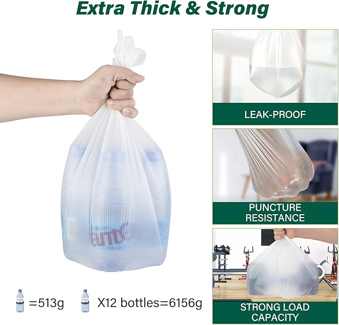 Inwaysin Ultra Thick & Strong Biodegradable Trash Bags - 85 Counts, 13 Gallon - Unscented, Easy Tear for Kitchen, Bedroom, Office