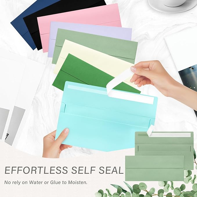 200 Pack #10 Business Envelopes, Self Seal Standard Sage Green Envelopes for Secure Business & Legal Mailing, Office, Checks, Letter, Invoices, 4 1/8 x 9 1/2 Inches