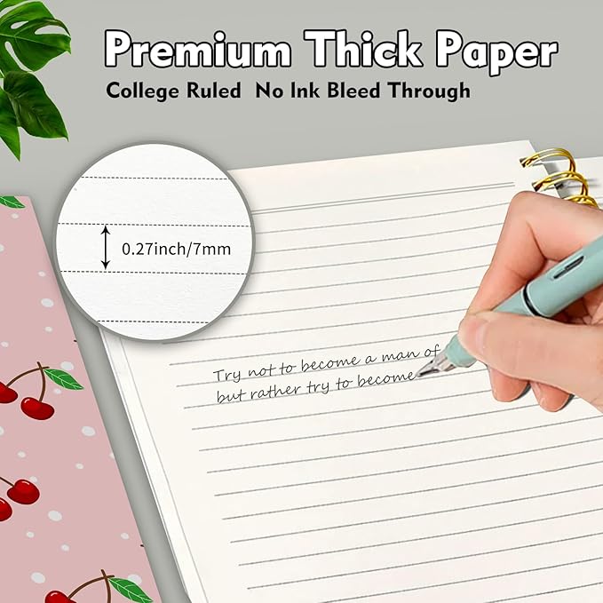 Spiral Journal Notebook,Strong TwinWire Binding with Premium Paper for Girl Women,Cool Funny 120 Pages,100gsm A5 College Ruled NotebookJournal,Perfect for Gifts Nurse Teacher Women(Cute Pink Cherry)