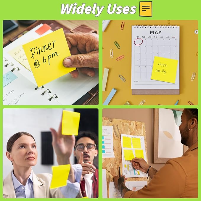 (60Pack) Sticky Notes 3x3, Yellow Sticky Pads, Self-Stick Pads,Self-Stick Pads 75 Sheets/Pad, Easy to Post for Teacher Student School Office Meeting Blank Desk Pads,Total 4500 Sheets