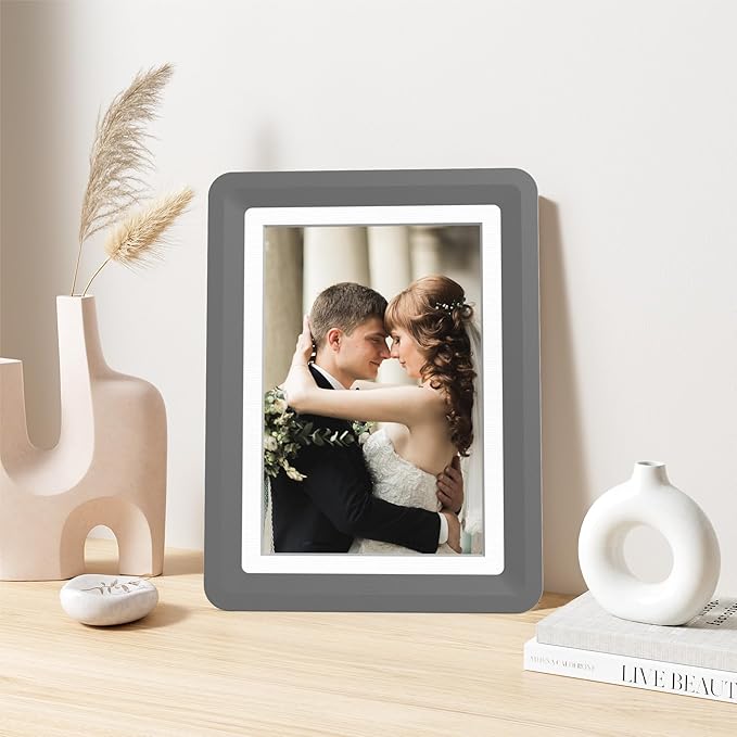 6-Pack 5x7 Picture Frame or 4x6 with Mat – Shatterproof Plastic Picture Frames for Family, Nursery & Playroom, Wall & Tabletop Frame for Home or Office, Safe Lightweight Design, Graphite Mist