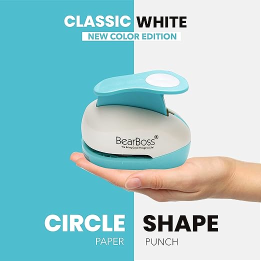 BearBoss 2 Inch Circle Punch, Hole Punch Shapes, Paper Punch Set for Scrapbooking Festival Paper Greeting Card DIY Albums Photos (Classic White)