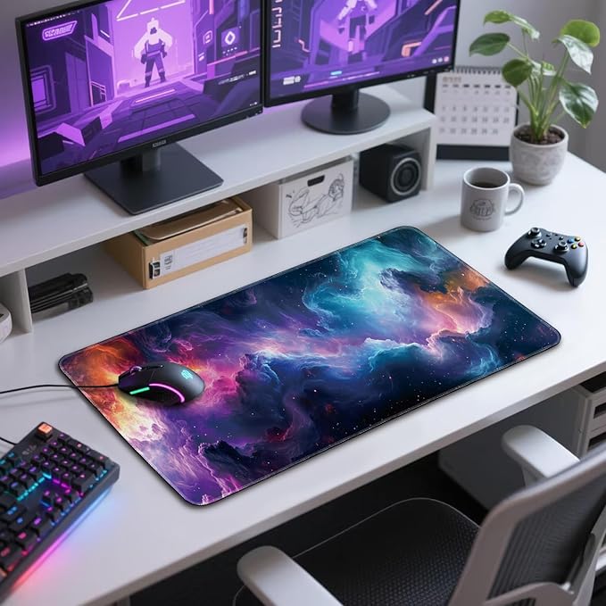 Large Gaming Mouse Pad 31.5"x15.7"｜XXL Desk Mat, Non-Slip Rubber Base & Stitched Edges - Extended Waterproof Mousepad for PC/Laptop/Office/Home Decor