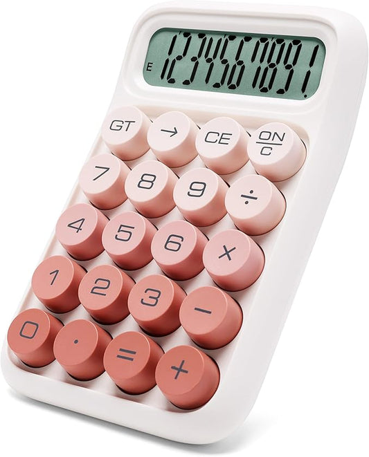 Mechanical Switch Calculator, 10 Digits, Large LCD Display, Purple, Big Buttons, Aesthetic