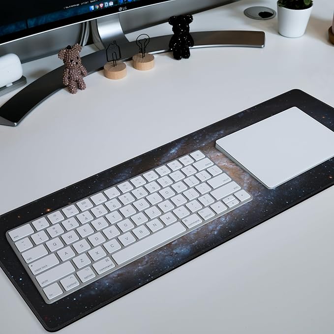 Large Gaming Mouse Pad for Desk Space Universe Galaxy Big Desk Mat Extended Mousepad with Stitched Edge and Non-Slip Base Long Computer Keyboard Mouse Mat for Home Office Work, 11.8 x 31.5 Inch