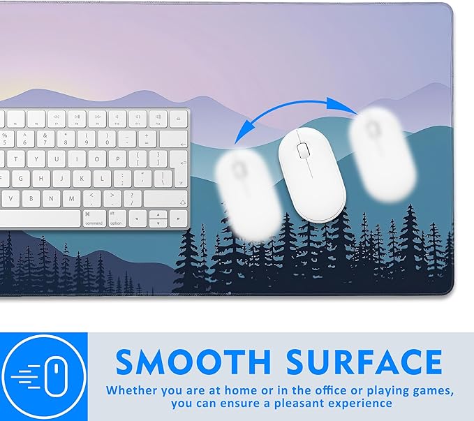 Large Extended Mouse Pad Art Colorful Mountains Desk Mat,Large Gaming Mouse Pad,Big Desk Pad with Thick Stitched Edges Suit for Home Office or Gaming 35.4x15.7 Inch