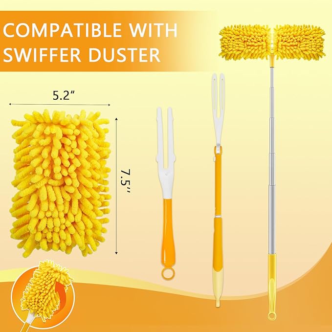 Reusable Duster Refill Compatible with Swiffer Hand Duster - 360 Heavy Duty Dusters Refills - Microfiber Ceiling Fan Duster for Swiffer Dusters Extended Handle, 4 Pack(Handle is Not Included)