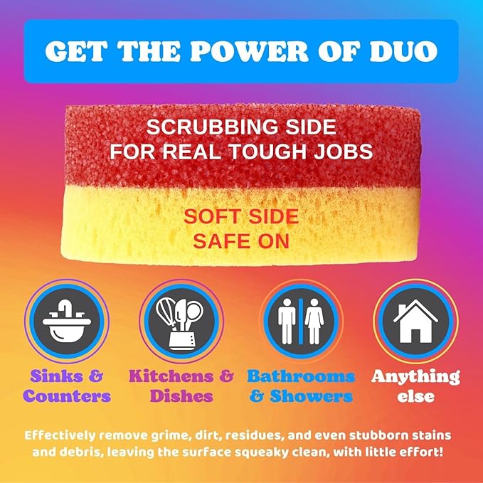 The Original Smiling Handle for Scrub Daddy (Reg. TM) Sponge and Scrub Moji Sponge - (Black Handle) & 3 Scrub Moji DUO's