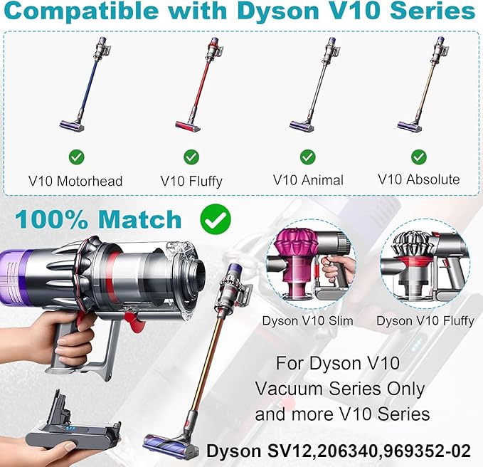 YDDL 6000mAh V10 Battery Replacement for Dyson, 25.2V V10 Battery for Dyson V10 Animal V10 Absolute V10 Fluffy V10 Motorhead Cordless Stick Vacuum Cleaner (NOT FIT SV10)