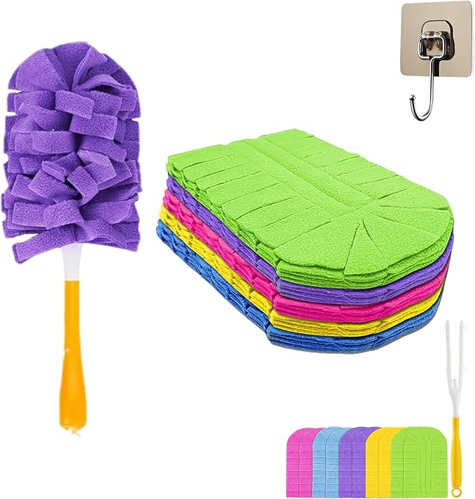 360° Electrostatic Duster Refills — The Sustainable Choice for a Home, Duster Refills Reusable, Duster Refills Washable for Hand Duster, with Microfiber Dusting Heads (1 Handle + 5 Refills)