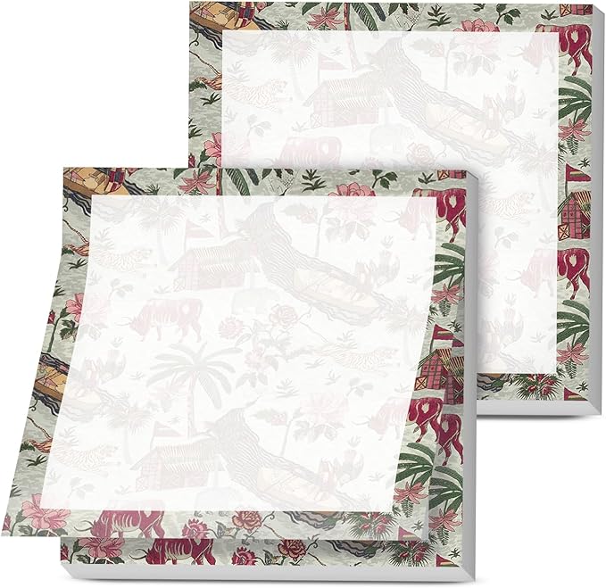 Sticky Notes, 2 Pads, 3x3 inches, Cute Colorful Fun Self-Stick Note Pads, Easy Post, Strong Adhesive Notepad Vintage Chinese Print