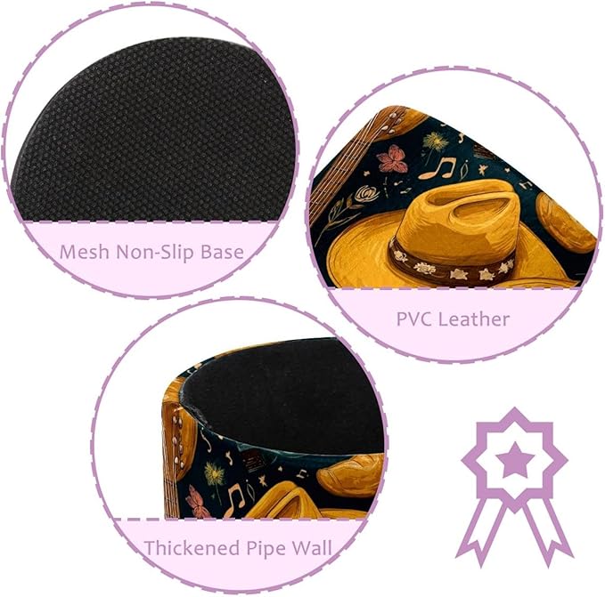 Western Cowboy Hat Circular Pen Holder, Pen Cup Makeup Brush Holder, Design for School, Home and Stationary Supplies (3.9 x 3.1 Inches)