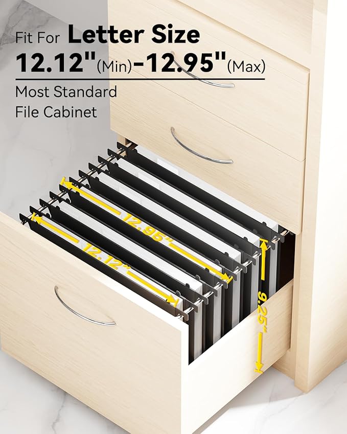 Ansook Extra Capacity Plastic Hanging File Folders,12 Pack Reinforced Letter Size Hanging Folder,Heavy Duty 1 Inch Expansion, Filing Cabinet Folders,for Bulk Files, Medical Charts,Black