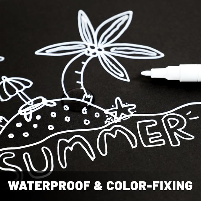 Acrylic White Paint Pens - 6 Pack 0.7mm Extra Fine White Paint Marker for Rock Painting, Wood, Metal, Fabric, Plastic, Canvas, Glass, Ceramic, Diy Crafts