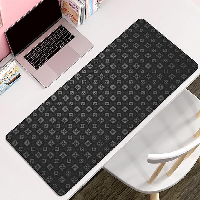 Black Mouse Pad Desk Mat for Keyboard and Mouse,Mouse Pad for Laptop Large Computer Mouse Pads Gaming Pad,Long Mousepad with Stitched Edge Non-Slip Rubber Base for Work Study (27.5X11.8 in)