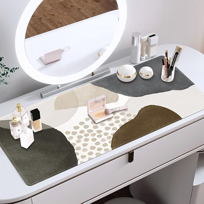 HAOCOO Desk Mat, Computer Desk Pad, Large Mouse Pad for Desk, XXL Gaming Mousepad for Desktop with Non-Slip Base, Waterproof Laptop Keyboard Mat for Home Office, Gray Boho