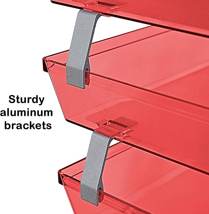 Acrimet Facility 3 Tier Letter Tray, Side Load, Letter Size/A4, Desktop File Organizer, Plastic (Clear Red Color)