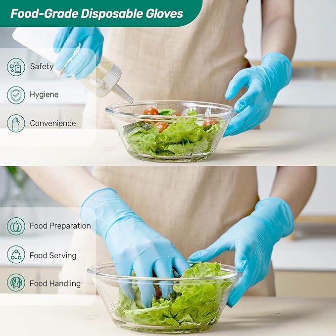 Kebada Nitrile Gloves D1, Nitrile Disposable Gloves for Cleaning, Food Prep, Industrial Grade, Non-Sterile, Food Safe, Powder & Latex Free, Touchscreen, Blue, 1000 CT, Small (Made in Vietnam)