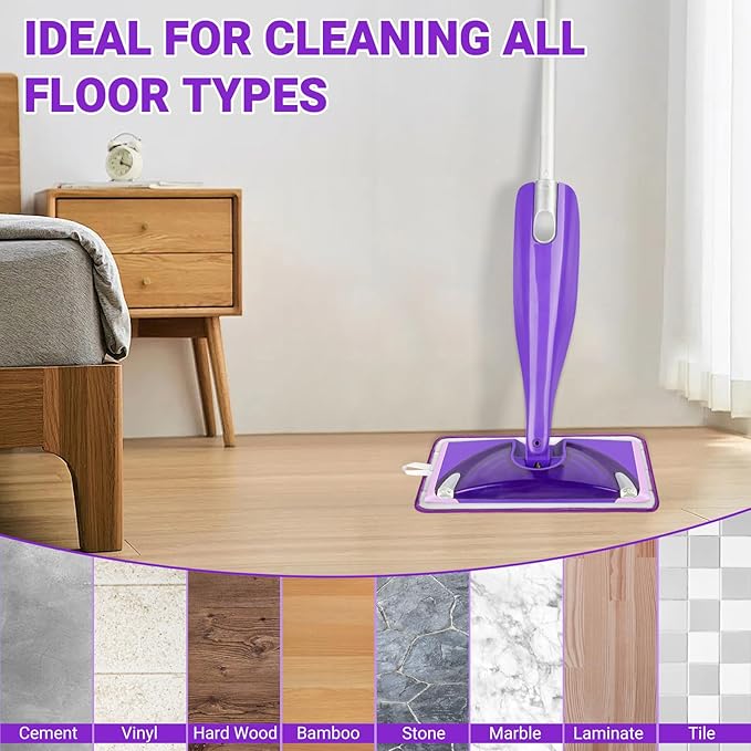 Microfiber Mop Pads for Swiffer Wet Jet Mops,SealUncle Wet Pads Refills Fit 10"- 12" Spray Mops,Reuasable & Machine Washable,2-Pack (Purple)