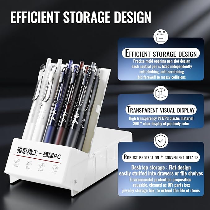 10 Pack Retractable Gel Pens, 0.5mm Fine Point Black Ink - Quick Dry & Smooth Writing for Journaling, Note Taking, School, Office & Artist