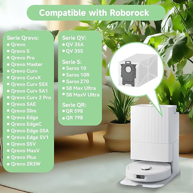 20 Pack Qrevo Dust Bags for Roborock Qrevo Series QV 35A, Qrevo S5V, Saros10r, Qrevo S, Qrevo Edge S5A, Qrevo 2R3W, S8 Max Ultra, S8 MaxV Ultra, Qrevo Curv S5X, Qrevo Master/Slim Robot Vacuum Cleaner