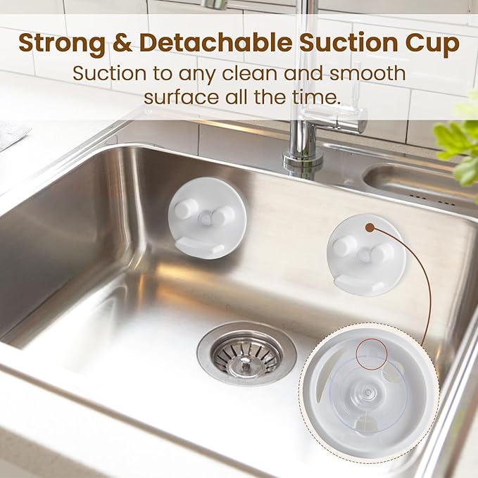 Sponge Holder, Sink Caddy w/Suction Cup Installation, Sponge Organizer for Kitchen/Bathroom Sink, Self Draining, Dishwasher Safe for Holding Sponges(Sponges Not Included), White(1-Pack)