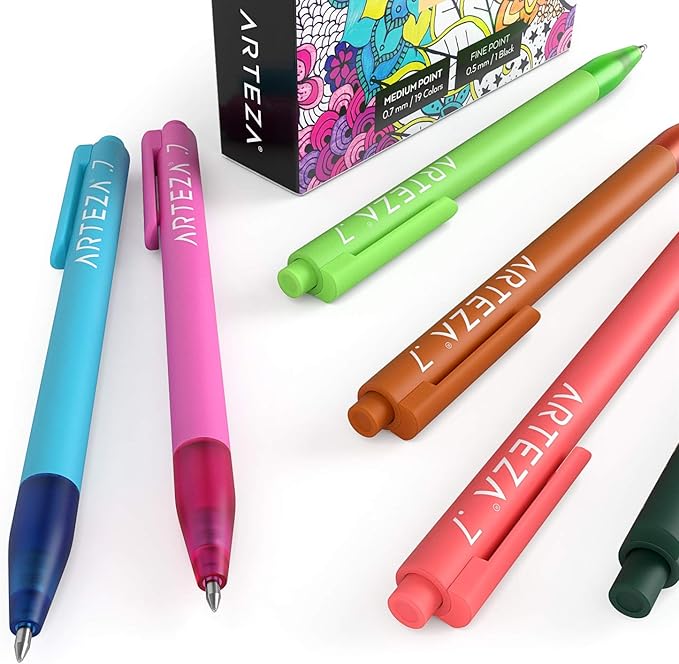ARTEZA Gel Pens Colored Set of 20, Retractable Pens Assorted Colors for Writing in a Notebook, Journal, Planner