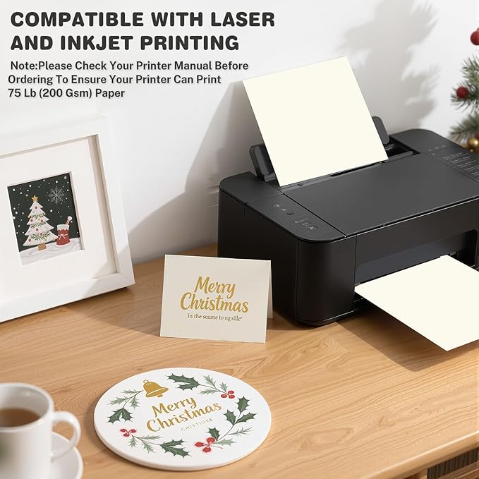 Cream Cardstock 8.5 X 11, 80 Sheets Card Stock, 75lb/ 200gsm Copy Paper, Cardstock Printer Paper for Art, Drawing, Invitations, DIY Cards, Watercolor, Craft, Construction, School & Office Supplies