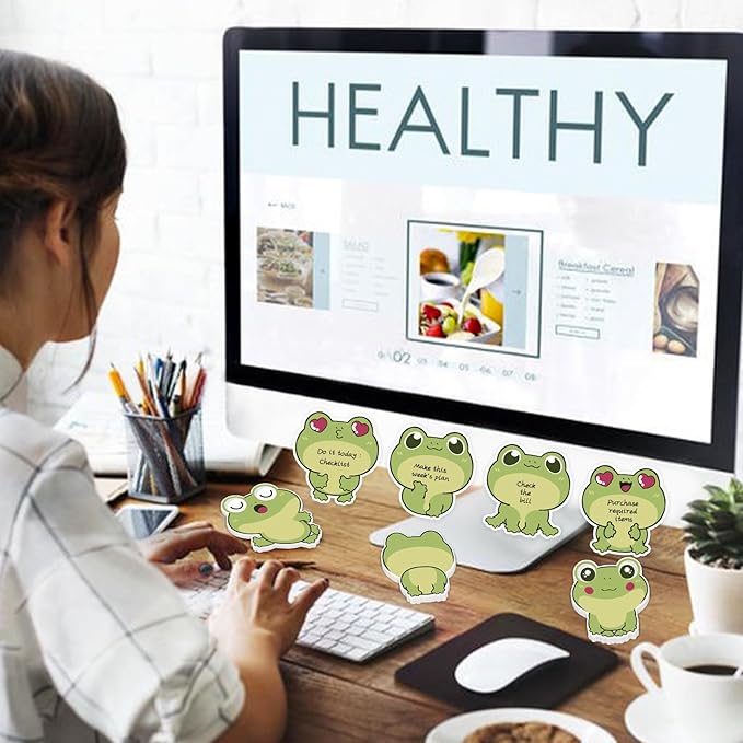 600Pcs Frog Sticky Notes, Cute Cartoon Frog Self-Stick Note Pads Kawaii Frog Theme Sticky Notes Animal Memo Pads Frog Notepad for Frog Lovers Birthday Students Office School Supplies