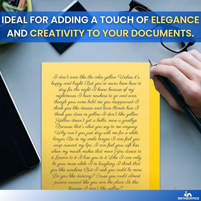 1InTheOffice Colored Copy Paper 8.5x11, Yellow Colored Copy Paper, Printer Paper, 20lb Density, Letter Size, 500 Sheets