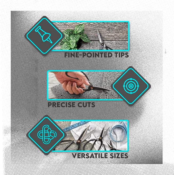 SE Chinese Scissors with Super Sharp Edges Suitable for Embroidery, sewing, Craft, Art Work, and Everyday Usage (8-6-4-Inch Bundle)