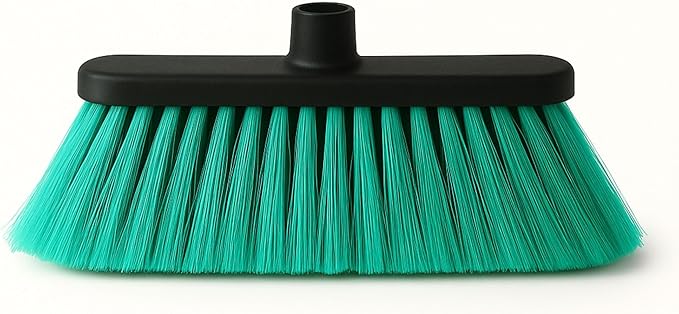 Healing Atlas Aria Green Broom Head – 13” Sweeping Width – Soft/Firm Magnetic Flagged Bristles – Universal Thread – Recycled PP – Daily Indoor Sweeper (Green, ARIA)