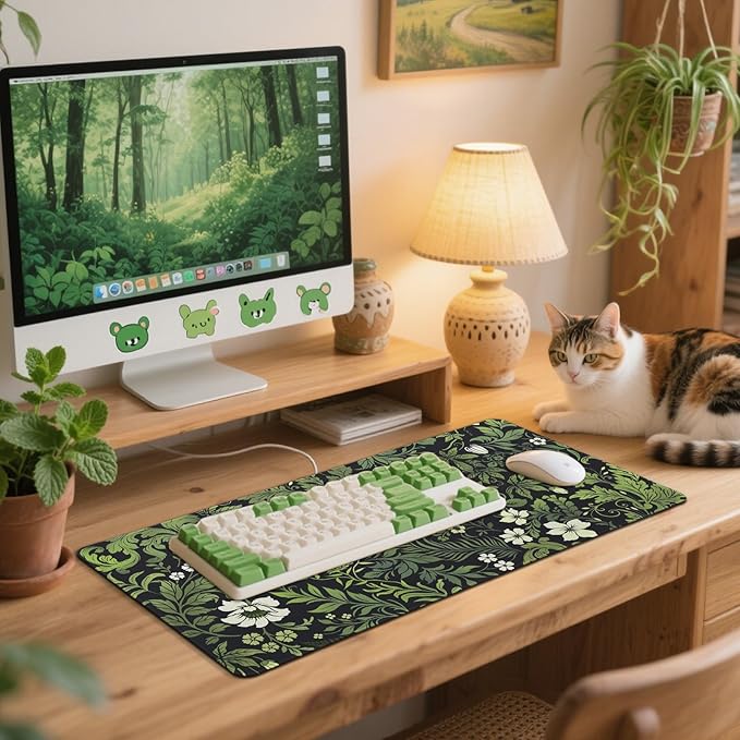 Vimorco Large Gaming Desk Pad, Waterproof Mouse Mat with Seamed Edges, Non-Slip Rubber Base Keyboard Desk Pad, Computer Mat Mousepad, Big XL Mouse pad 31.5“x15.7 (Vintage Flowers)