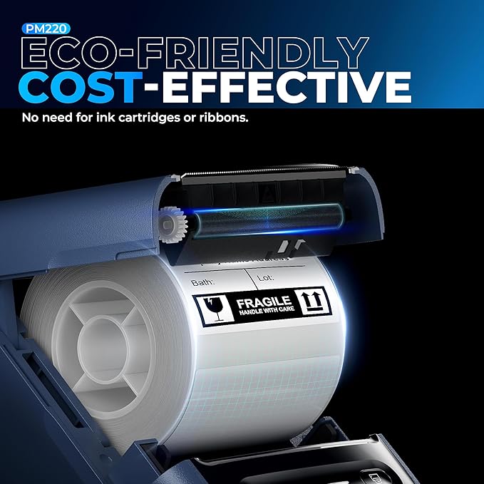 Nelko Label Maker Machine with Tape, PM220 Bluetooth Label Printer, 2 Inch Portable Thermal Printer for Small Business, Address, Logo, Clothing, Sticker Maker for Phones & PC, Blue