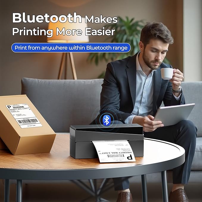 Bluetooth Shipping Label Printer 4x6, 249BT Thermal Label Printer 4x6 for Small Business, Shipping Packages, Office, Home, Compatible with Android iPhone iPad Windows macOS Tiktok USPS Etsy