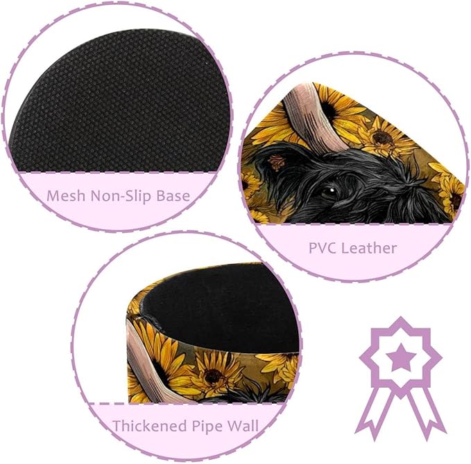 1 Pack Watercolor Sunflower Yak Circular Pen & Pencil Holder - Durable PU Leather Pencil Cup, Desk Accessories Organizer for Office Desk School Home