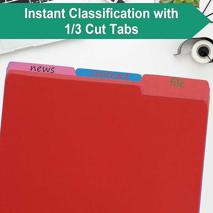 18 Packs Red File Folders-Colored File Folders Letter Size,1/3 Cut Tab File Folders for Documents,Folder for Filing Cabinet,Office Supplies Folders