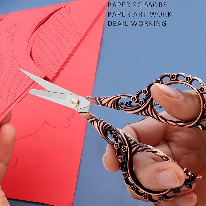 BIHRTC 4.5Inch Small Sewing Scissors Cross Crochet Scissor with Artificial Leather Cover Stainless Steel Tip Top Threading Scissors for Embroidery Needlework Craft Artwork